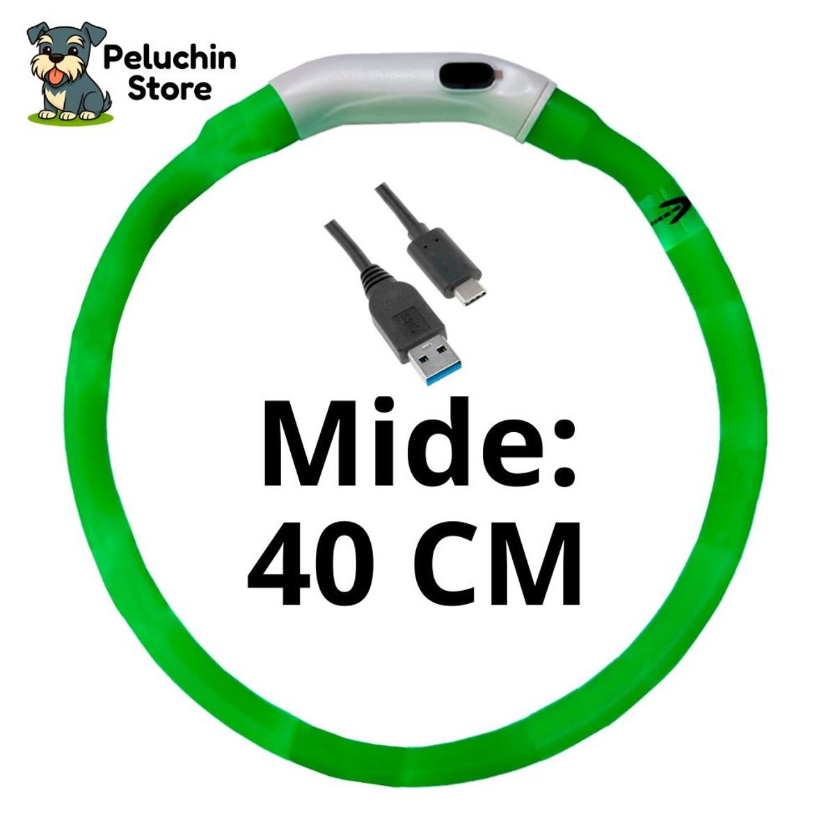 HAMACAS LIZARASO - Collar LED de 40 cm de Color Verde - Peluchin Store
