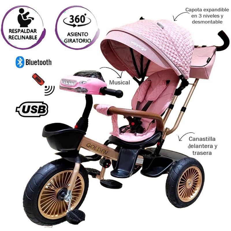 VOYAGE - Triciclo Golden Voyage Asiento Giratorio con Control RS