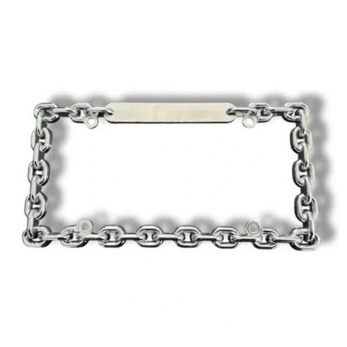 GENERICO - PORTA PLACA ALUMINIO CROMADO DISEÑO CADENAS