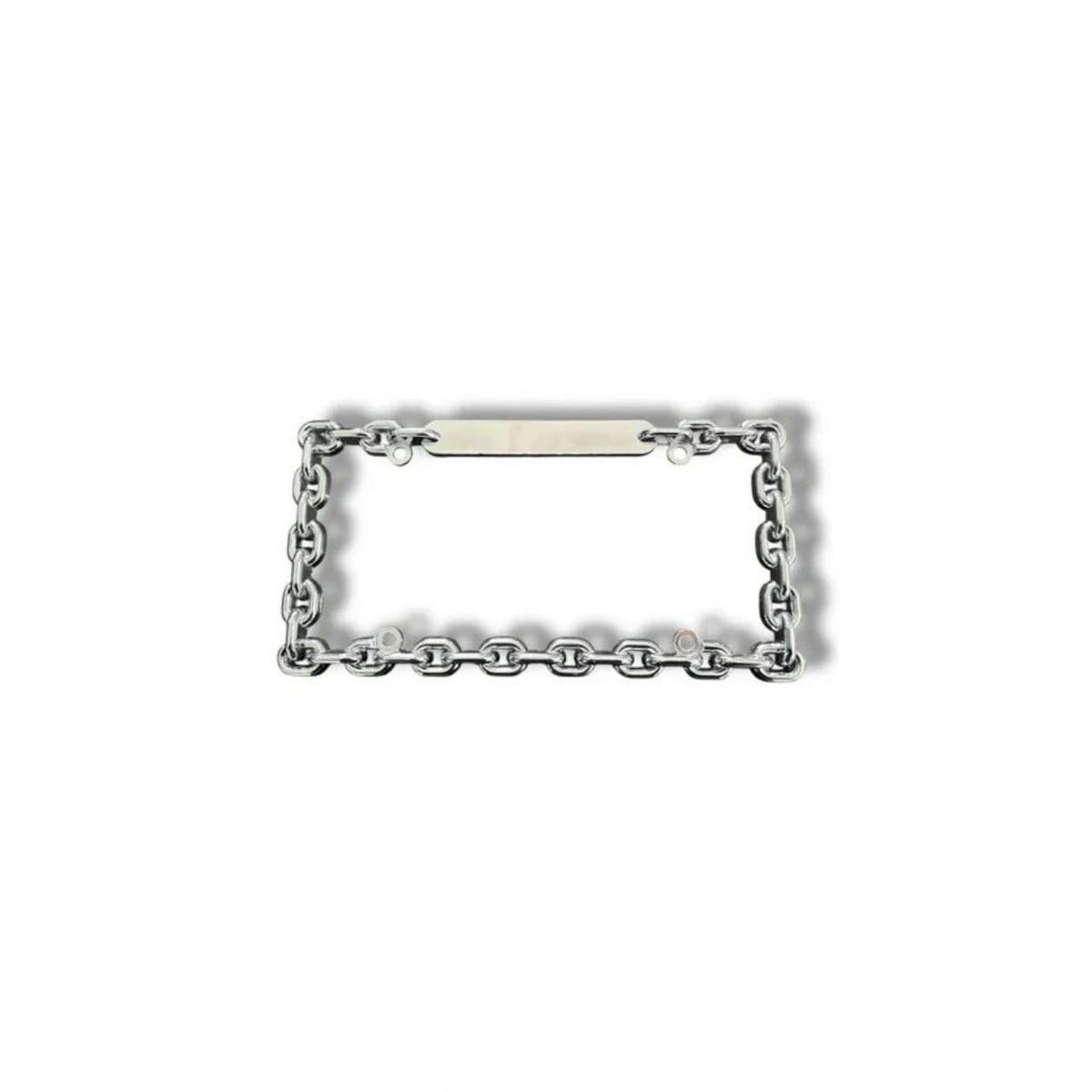 GENERICO - PORTA PLACA ALUMINIO CROMADO DISEÑO CADENAS