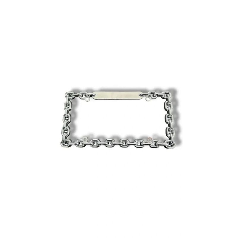 GENERICO - PORTA PLACA ALUMINIO CROMADO DISEÑO CADENAS