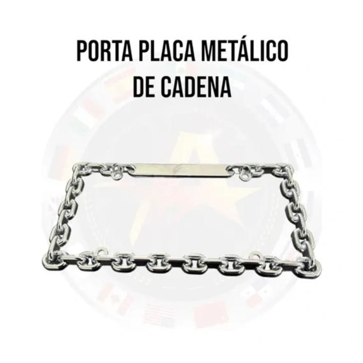 GENERICO - PORTA PLACA ALUMINIO CROMADO DISEÑO CADENAS