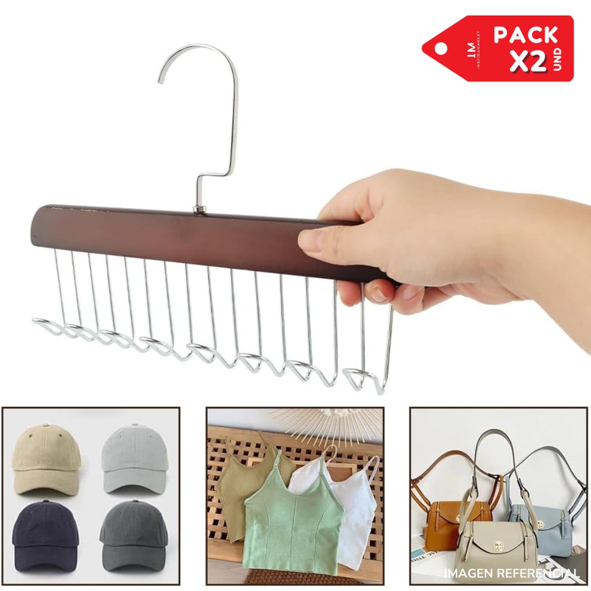 INSPIRA MARKET - Perchero colgador organizador de corbata ropa Pack x2