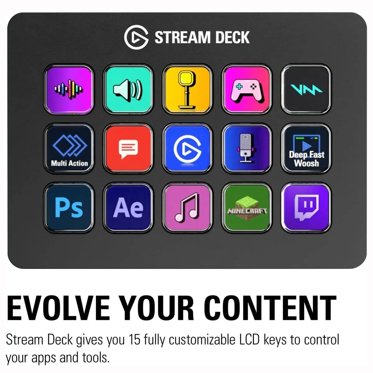 ELGATO - Elgato Stream Deck - Control de Estudio 15 Teclas Personalizables