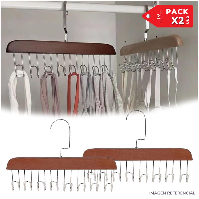 INSPIRA - Perchero colgador organizador ropa corbata multiuso Pack x2