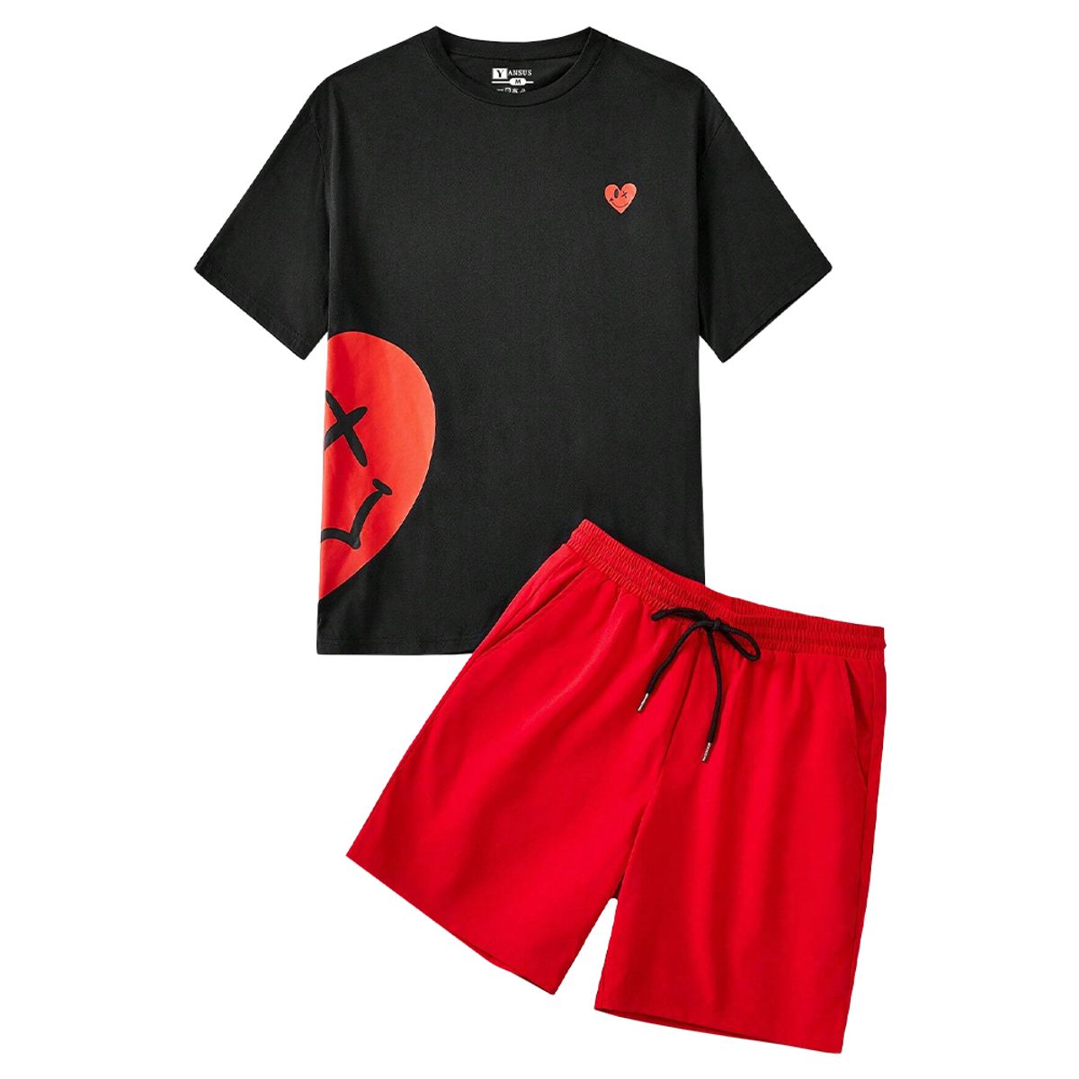 YANSUS - Conjunto Yansus Polo Negro Corazón Con Short