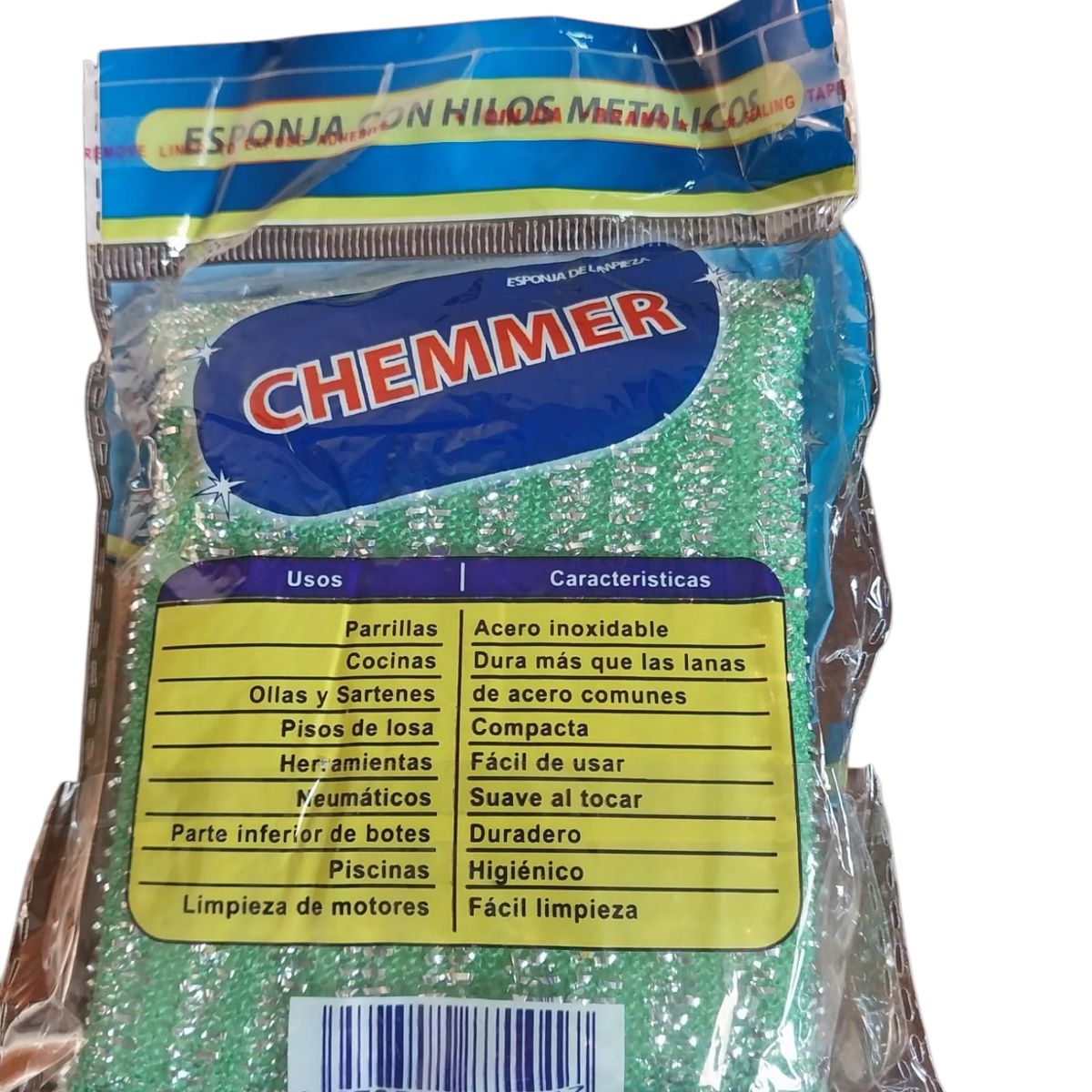 WELL BEING - COMBO 5 ESPONJAS DE COCINA + 1 LAVA VASOS CON MANGO DE ACERO