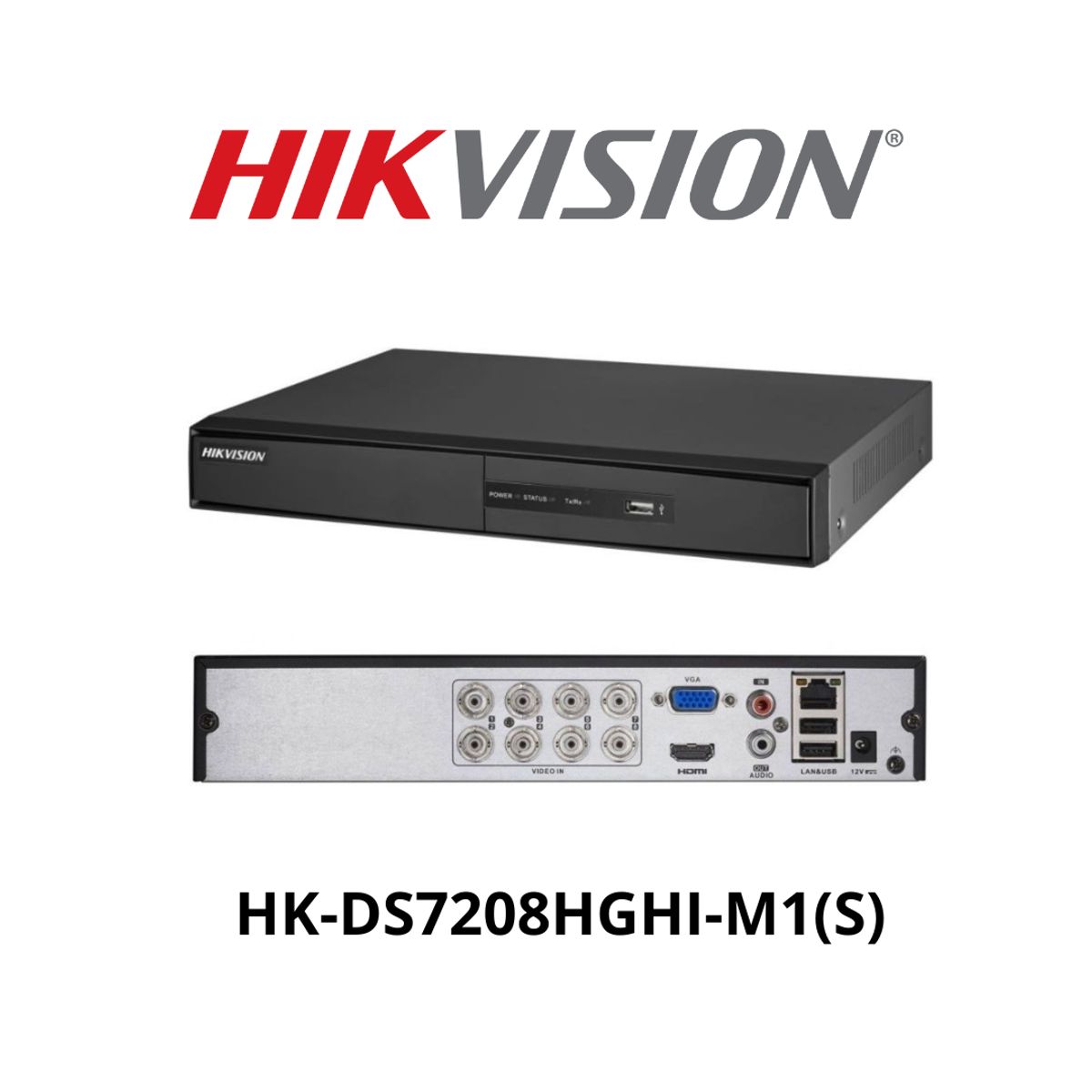 HIKVISION - GRABADOR DVR 8CH HIKVISION 720p LITE 1 HDD AUDIO HK-DS7208HGHI-M1S