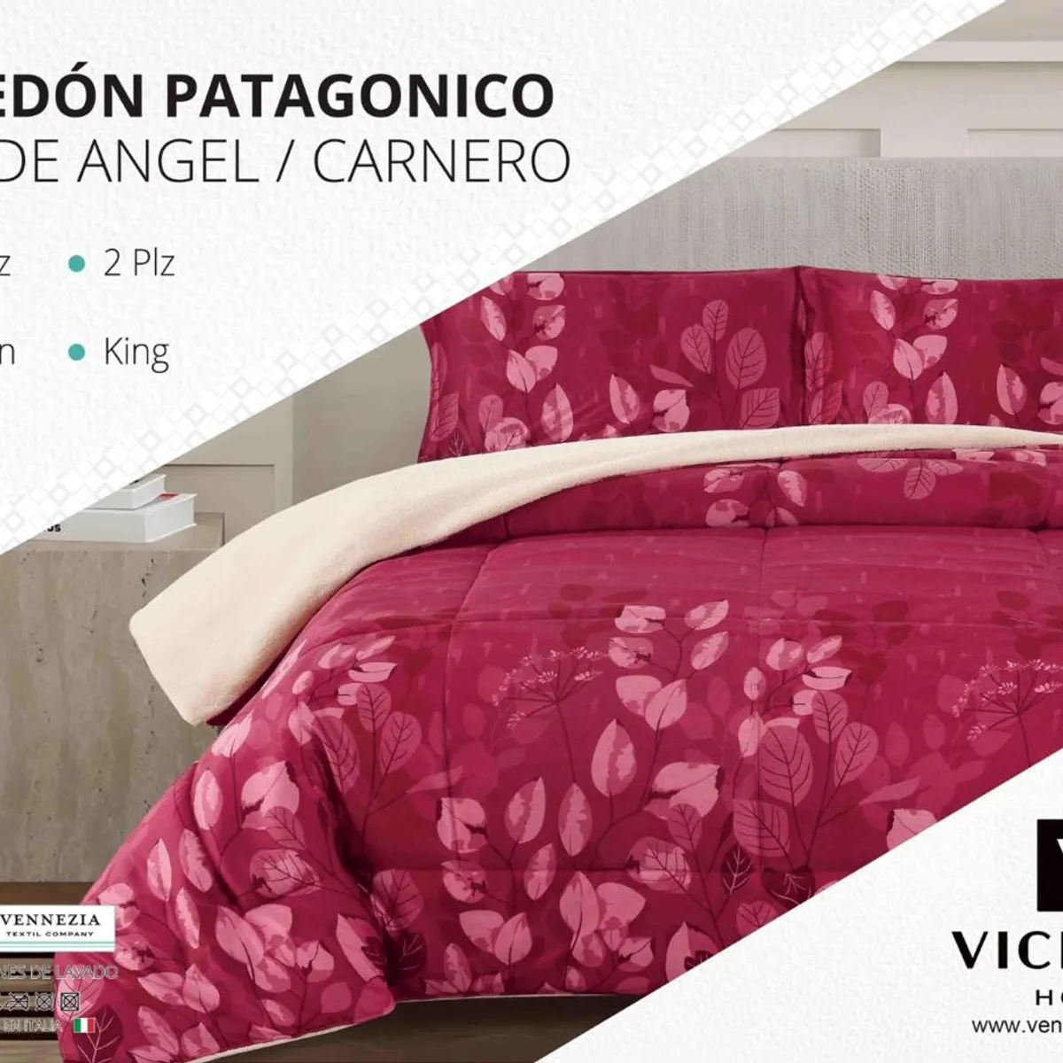 VENEZIA - Set de Edredón 1.5 Pz Patagonico Piel de Angel C/ Carnero