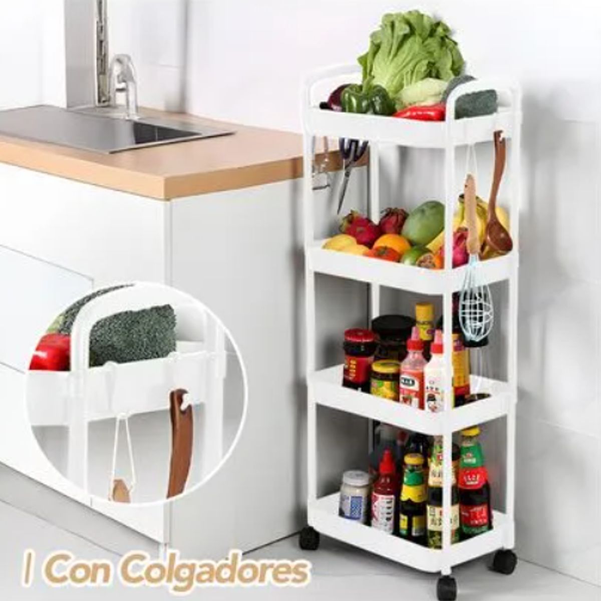 INSPIRA MARKET - Estante Carrito para Almacenamiento 4 Niveles Multiusos