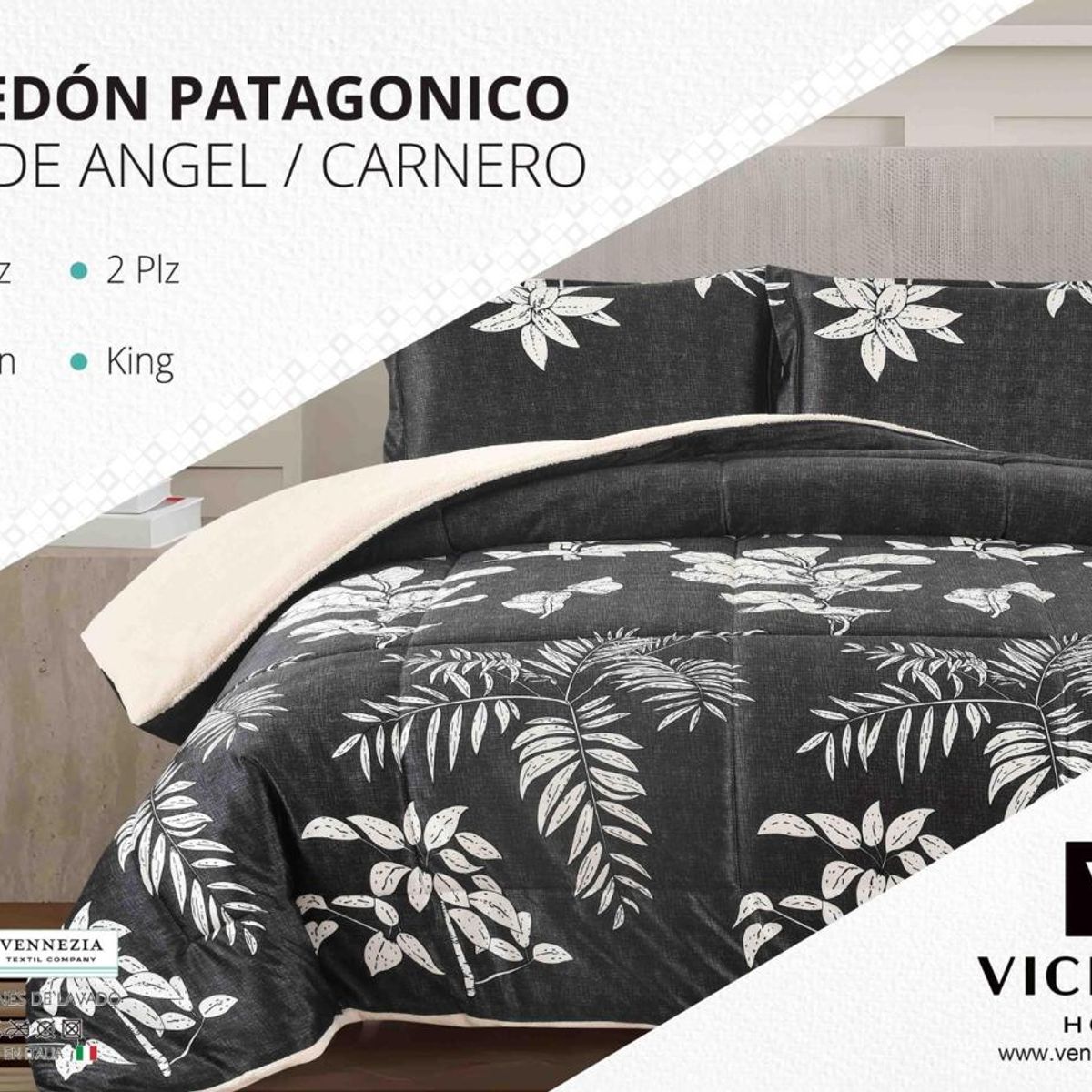 VENEZIA - Set de Edredón 1.5 Pz Patagonico Piel de Angel C/ Carnero
