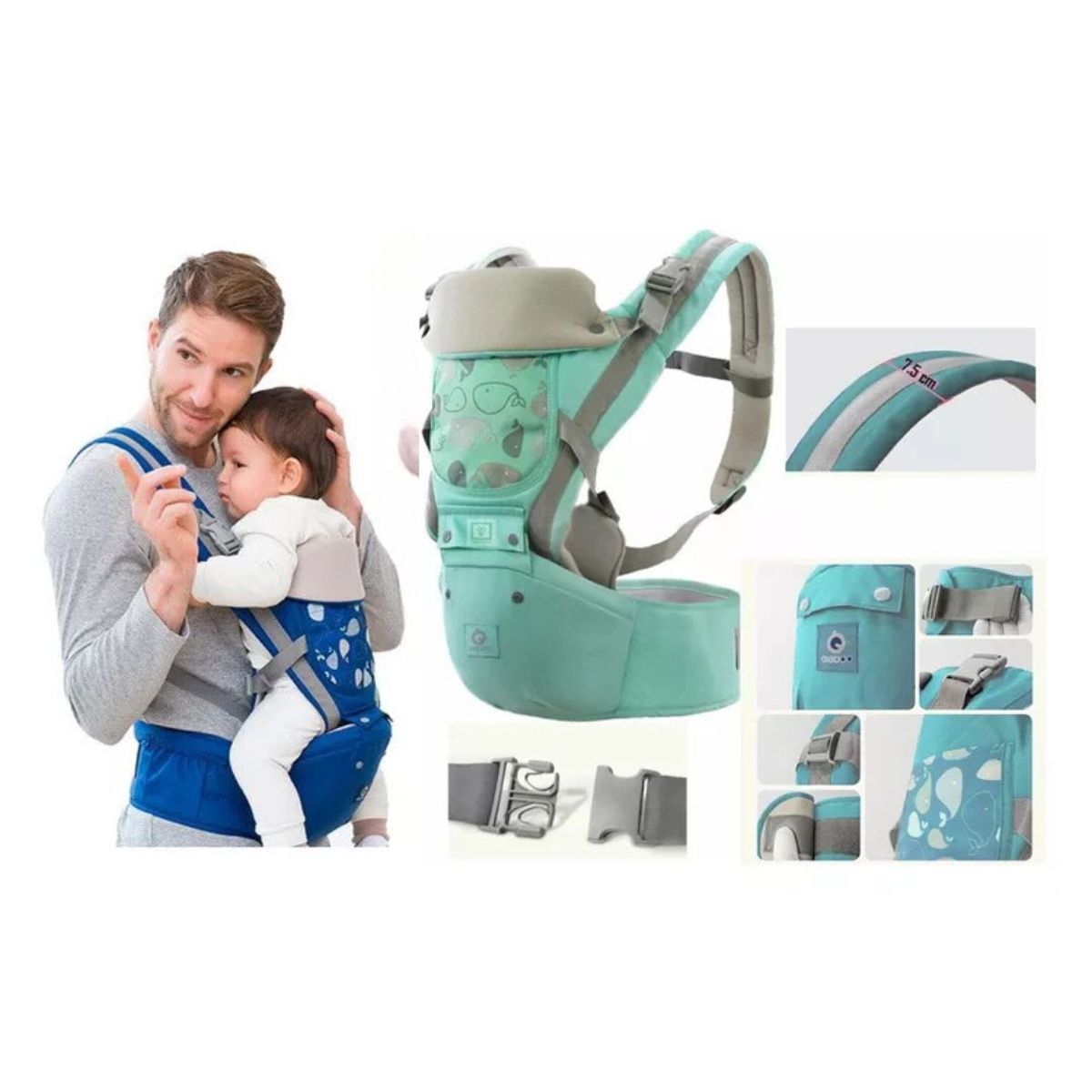 GENERICO - Canguro Ergonómico Ballenita para Bebé Niño