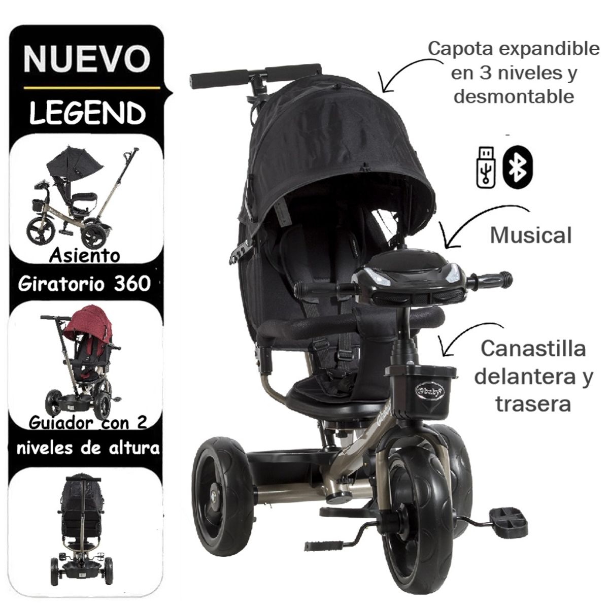 EBABY - Triciclo con USB Legend EB362 Ebaby NG