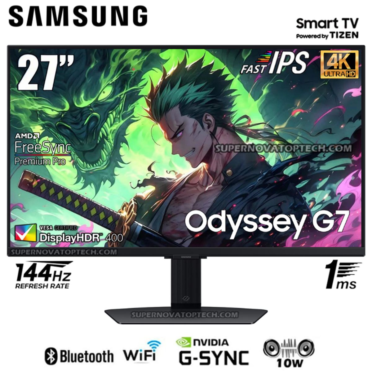 SAMSUNG - Monitor Samsung Odyssey G7 LS27DG700ELXPE 27 4K UHD FAST IPS 144Hz 1MS
