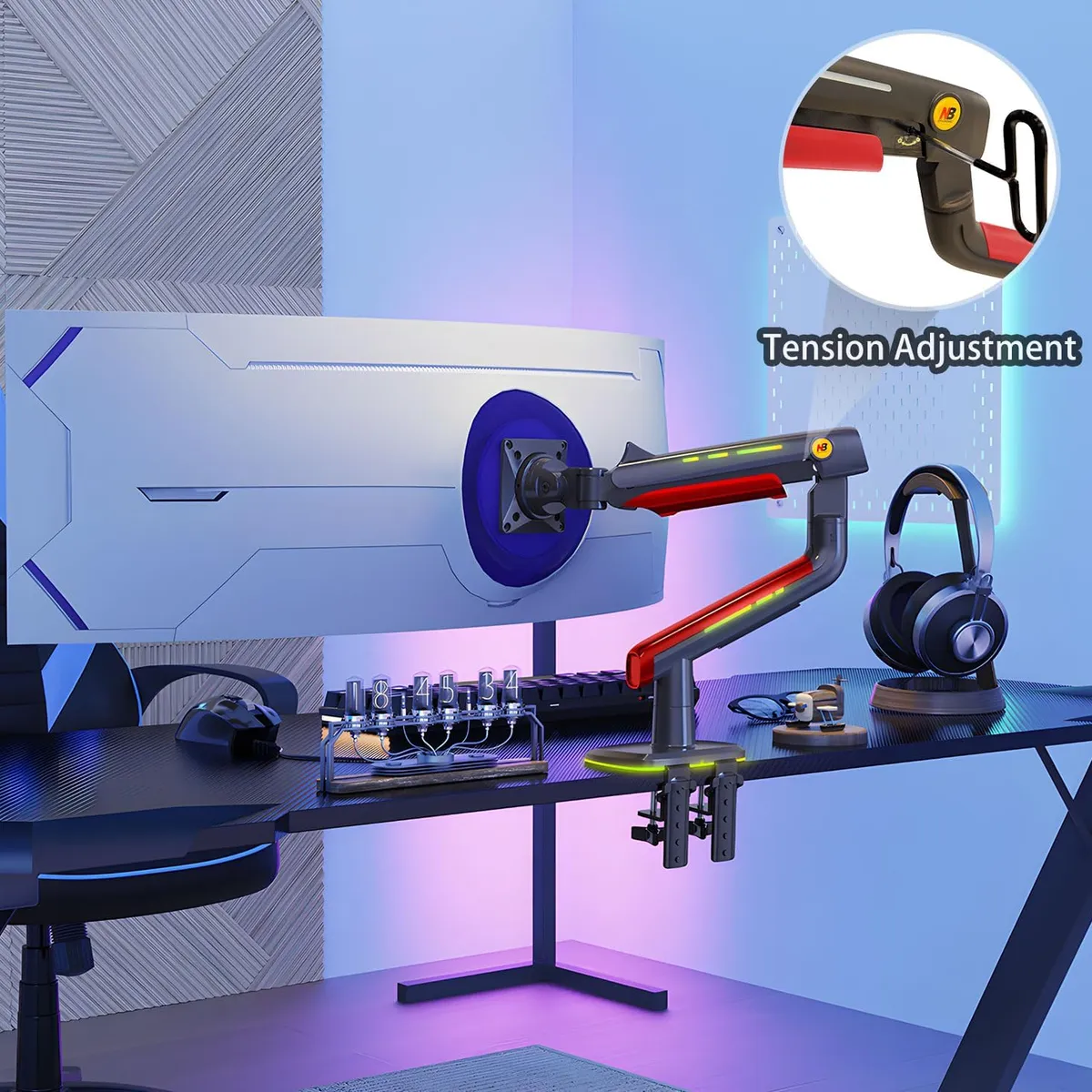 NB NORTH BAYOU - Rack Con Luces RGB Para Monitor Gamer 32  A 60  Nb L50