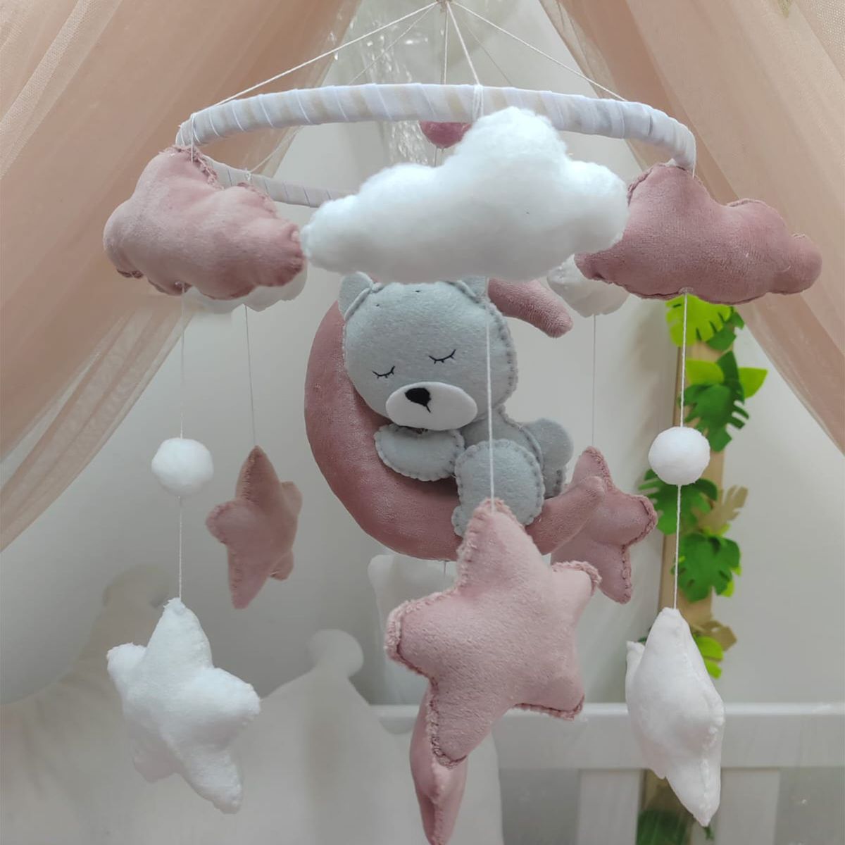 GENERICO - Movil Cuna Osita para niña rosa