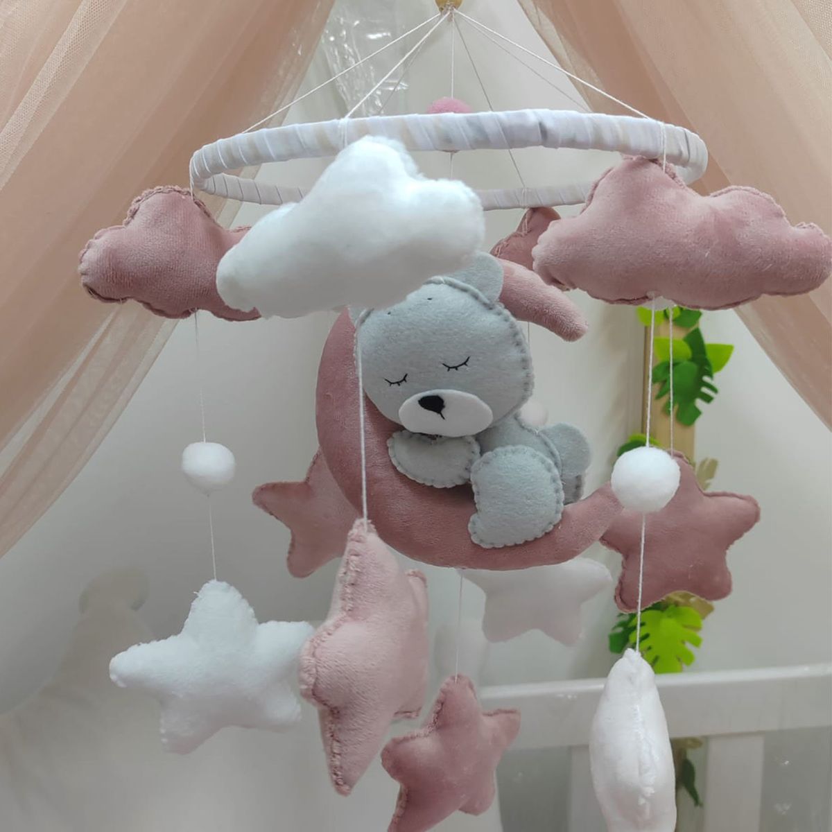 GENERICO - Movil Cuna Osita para niña rosa