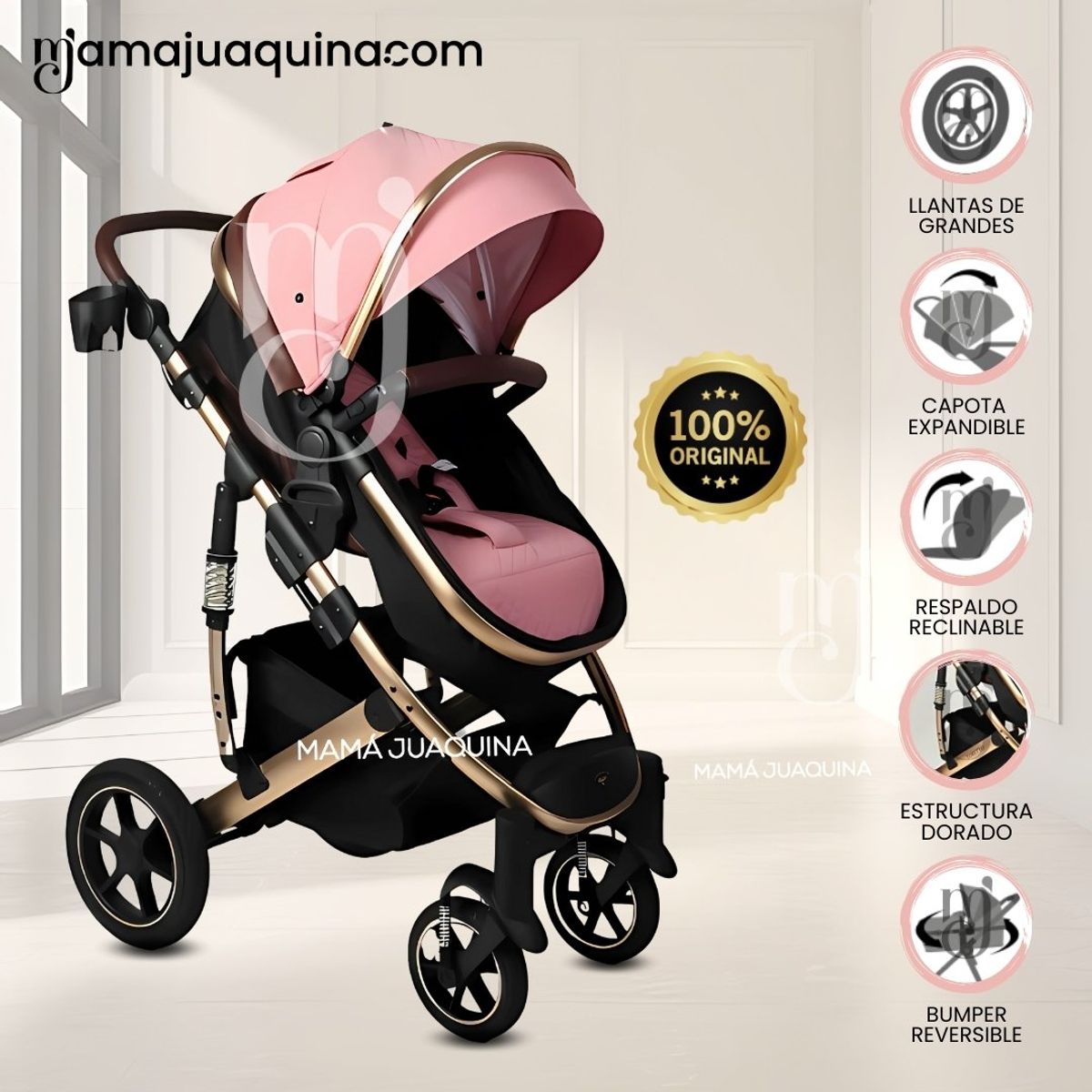 BABY - Coche Cuna Moisés de Lujo «TORETTO» Pink