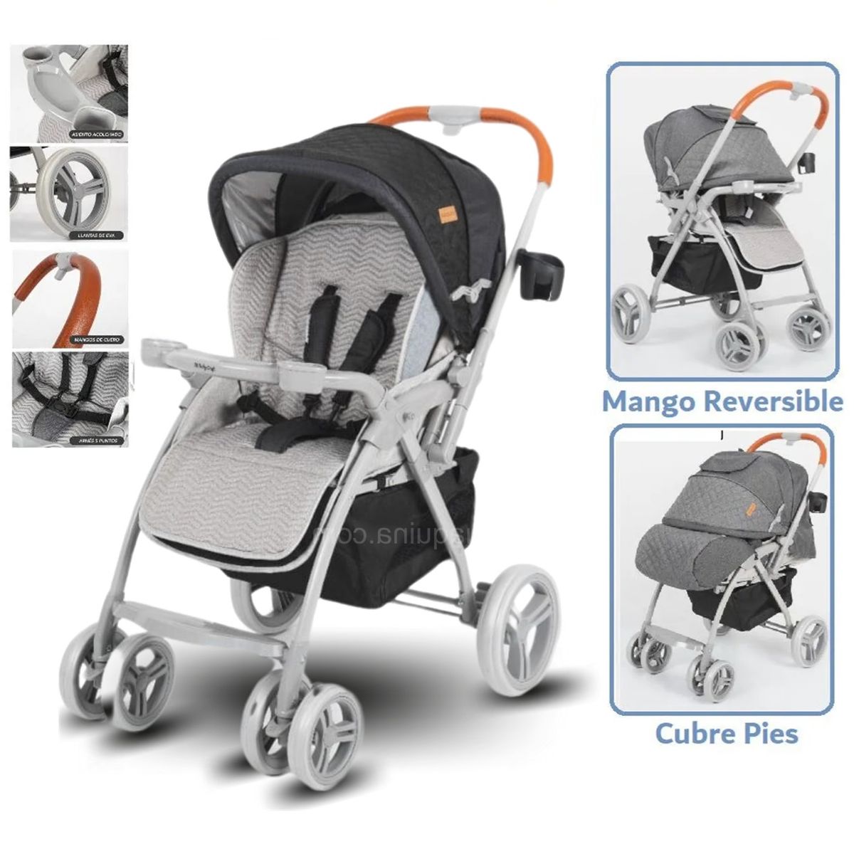 BABY HAPPY - Coche Cuna Reversible Barcelona Negro