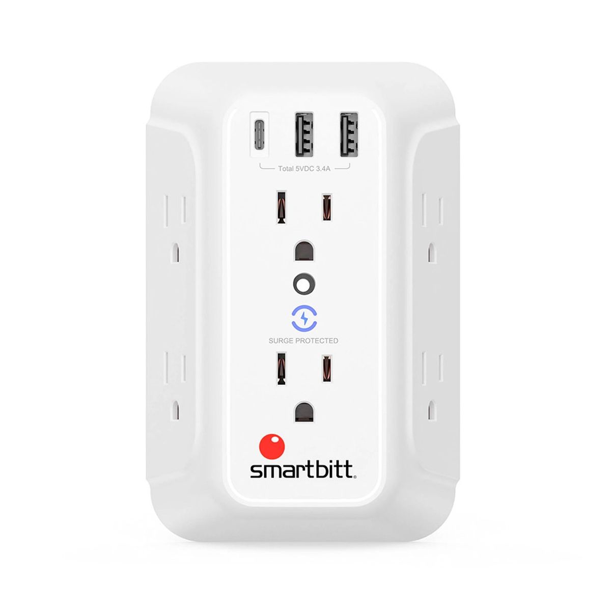 OEM - Smartbitt-supresor de pico 6 tomas + 2 Puertos Usb + 1 Puerto Usb-c