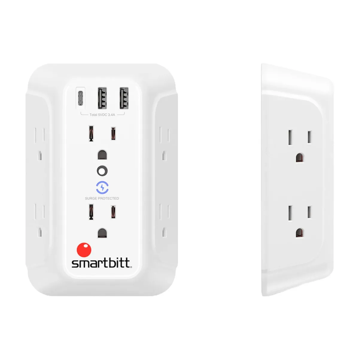 OEM - Smartbitt-supresor de pico 6 tomas + 2 Puertos Usb + 1 Puerto Usb-c