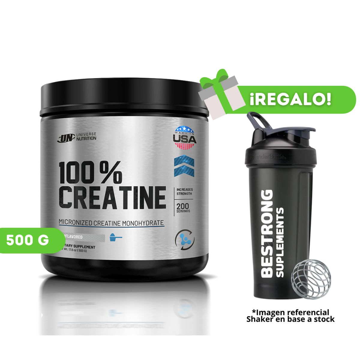 UNIVERSE NUTRITION - CREATINA MICRONIZADA UNIVERSE NUTRITION 500 G + SHAKER