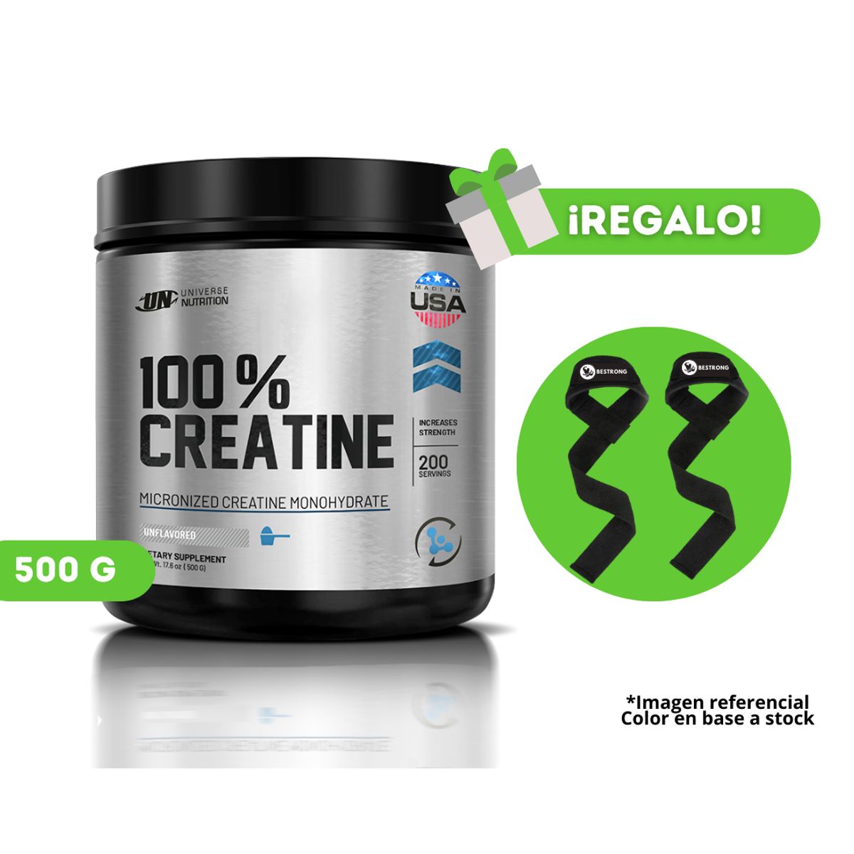 UNIVERSE NUTRITION - CREATINA MICRONIZADA UNIVERSE NUTRITION 500 G + STRAPS