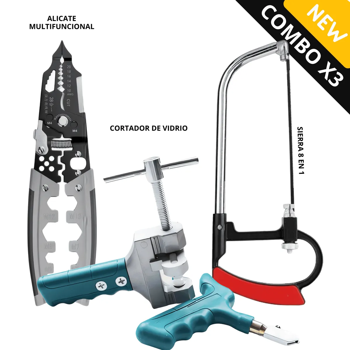ROSH - Set 3 en 1: Sierra Multifunción + Alicate 9 en 1 + Cortador Vidrio