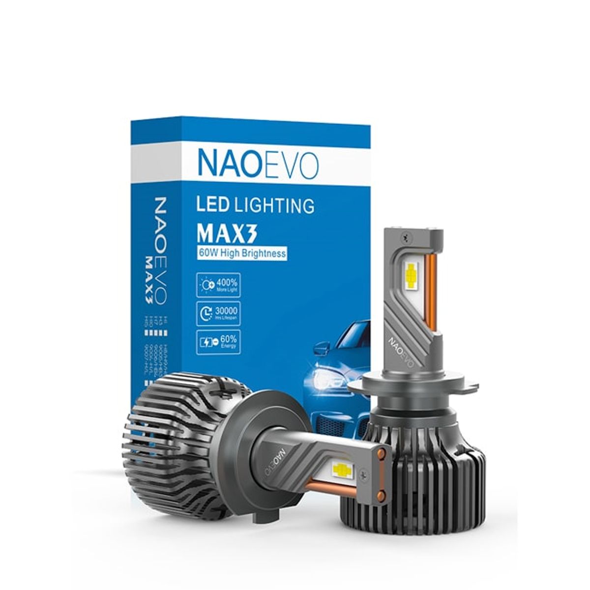 NAOEVO - Focos LED MAX3 CANBUS H11 13000LM NAOEVO