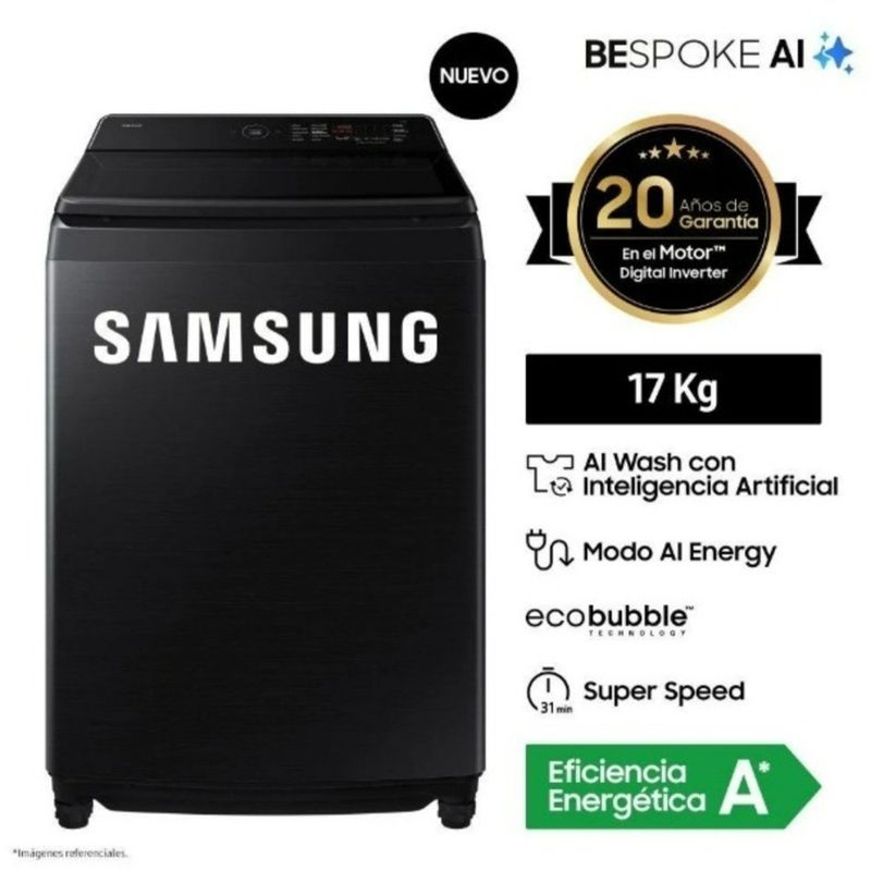 SAMSUNG - Lavadora Samsung 17KG Smart EcoBubble  WA17CG6441BVPE Negra