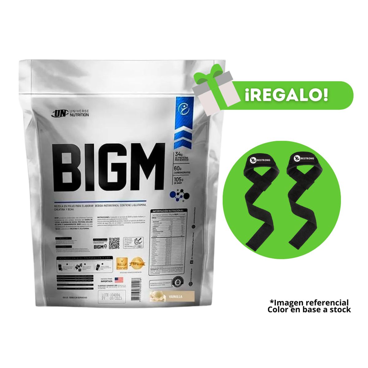 UNIVERSE NUTRITION - PROTEÍNA BIGM 3 KG VAINILLA + STRAPS