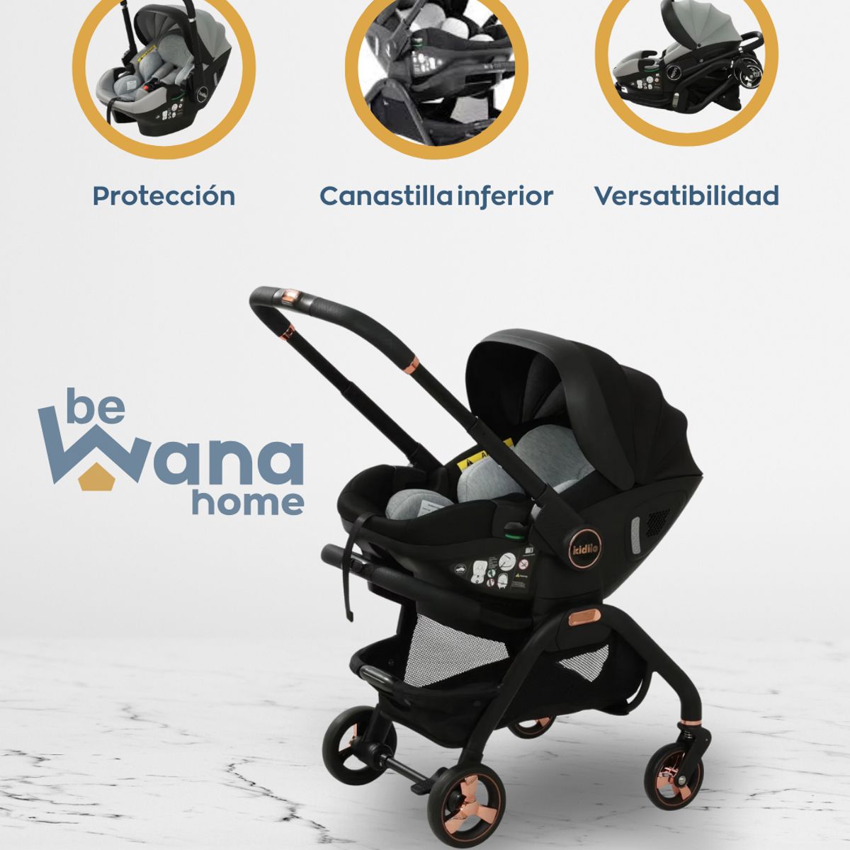 DOUX BEBE - Coche 3 en 1 «DONNA PRO» Black