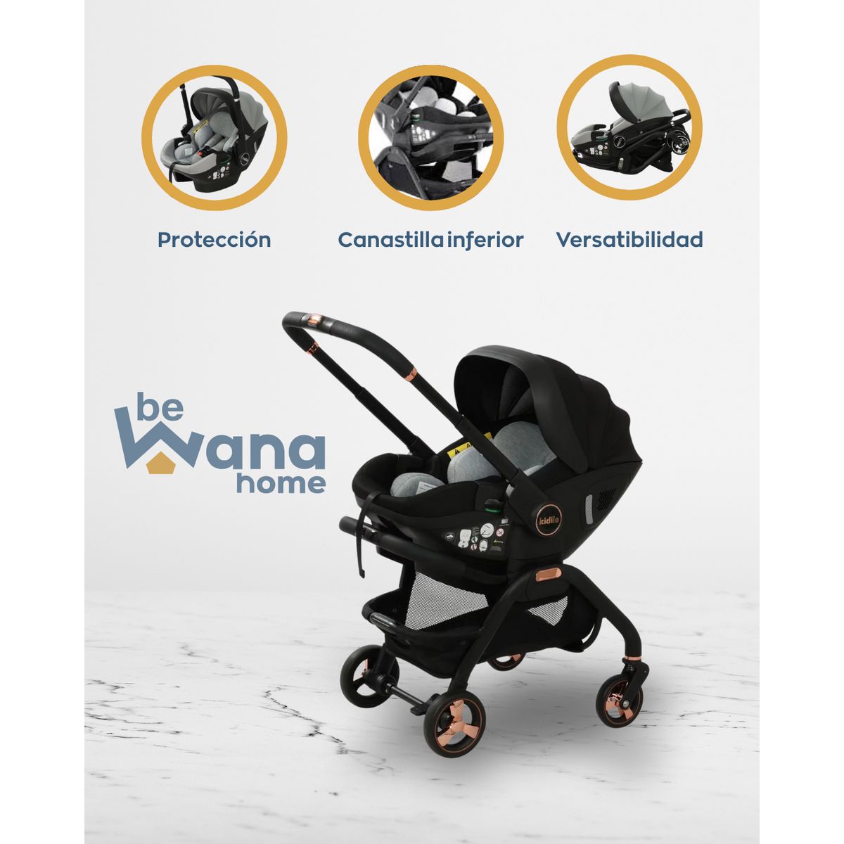 DOUX BEBE - Coche 3 en 1 «DONNA PRO» Black