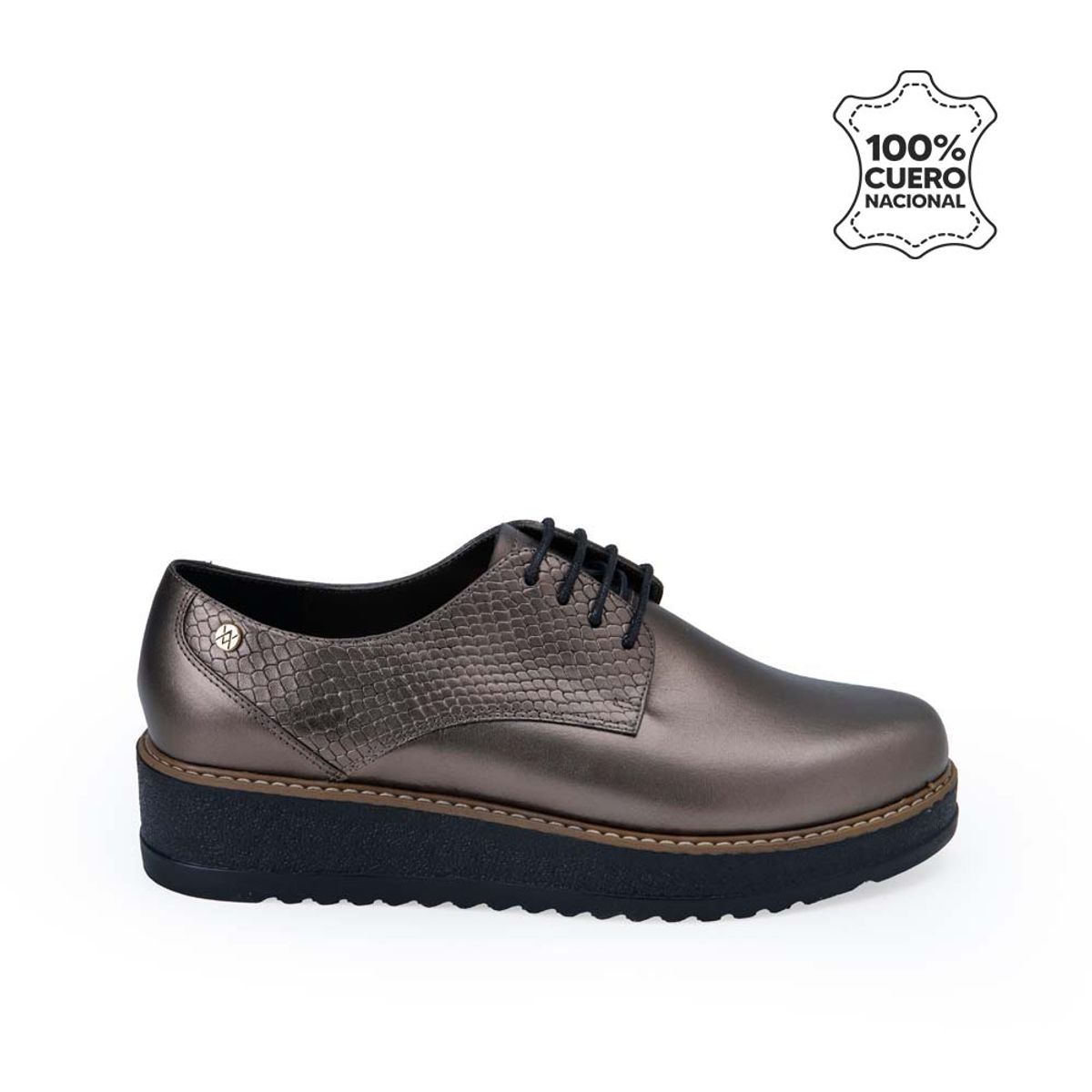 VIALE - Zapato Oxford Casual TATI-2530 Plata Quemada Viale Cuero