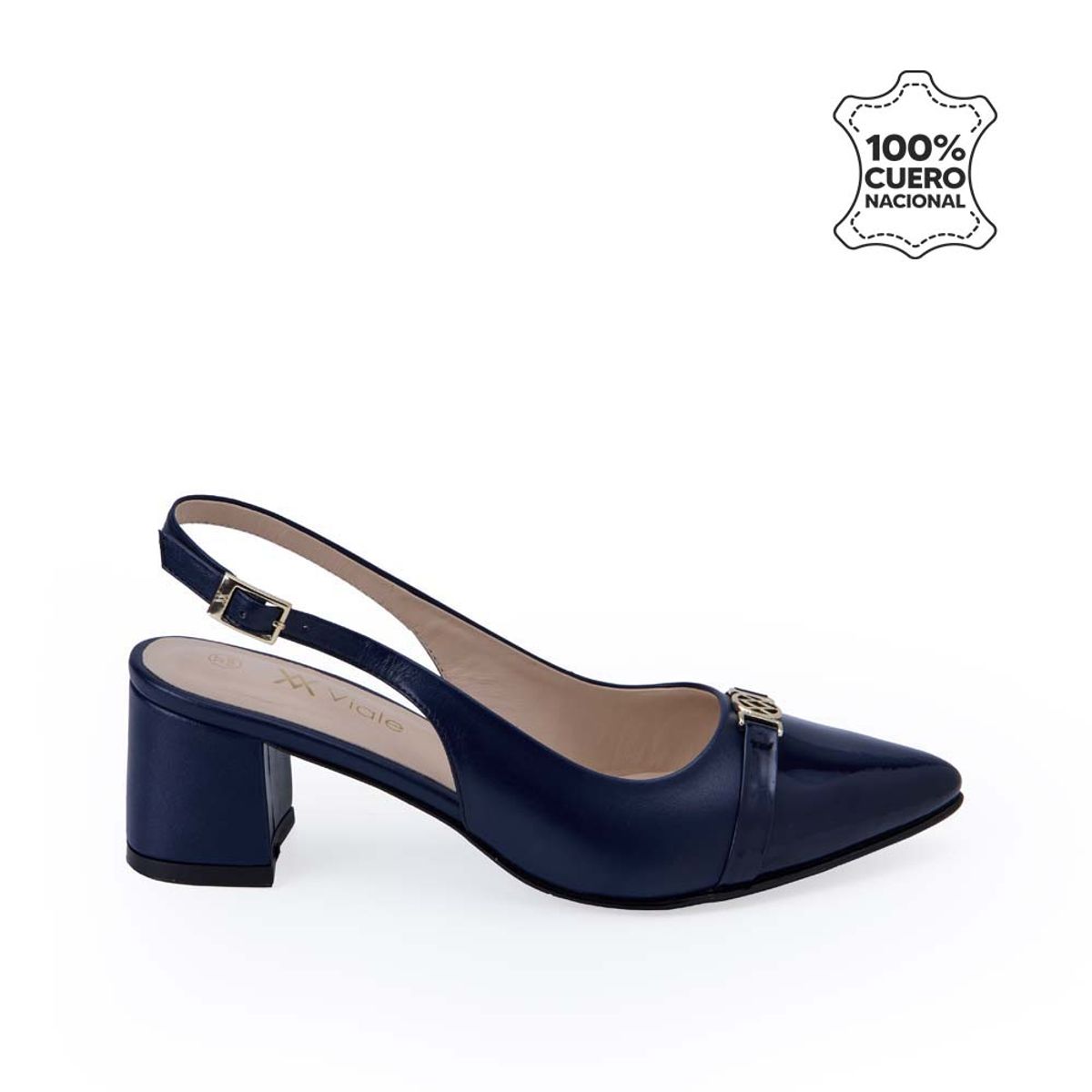 VIALE - Zapato Stiletto Casual TATI-2534 Azul Patriot Viale Cuero