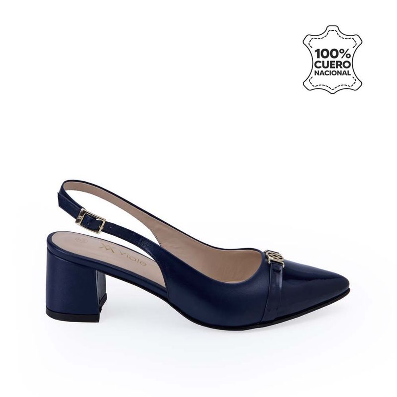 VIALE - Zapato Stiletto Casual TATI-2534 Azul Patriot Viale Cuero