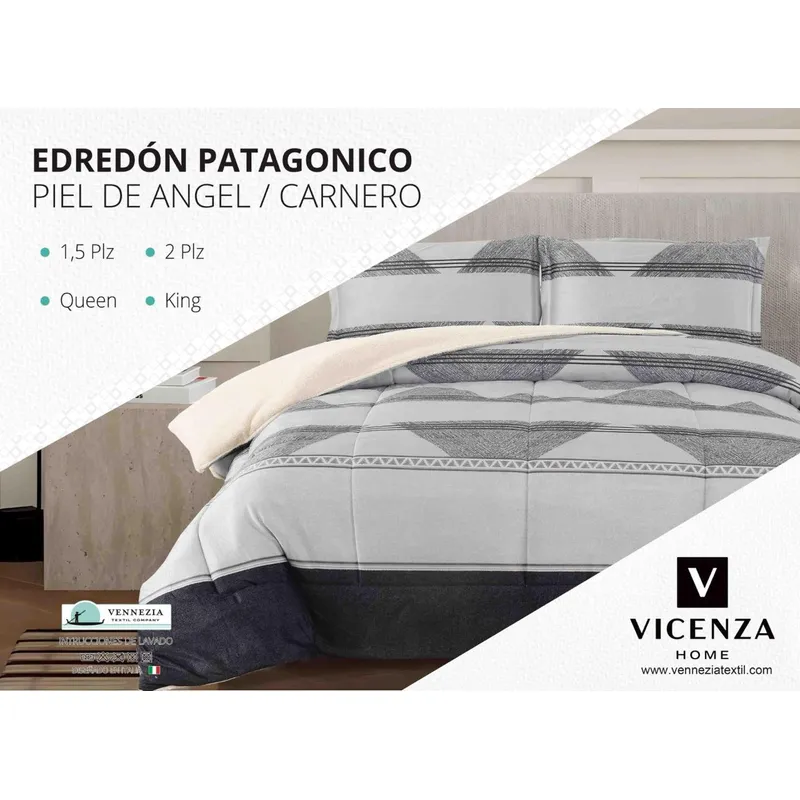VENEZIA - Set de Edredón 1.5 Pz Patagonico Piel de Angel C/ Carnero