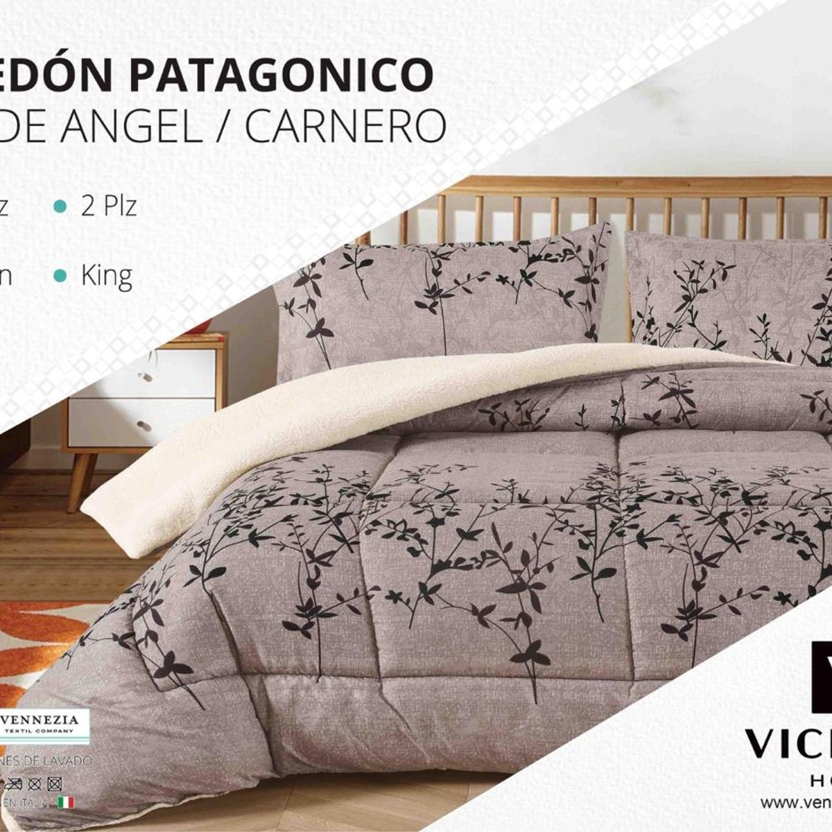 VENEZIA - Set de Edredón 1.5 Pz Patagonico Piel de Angel C/ Carnero