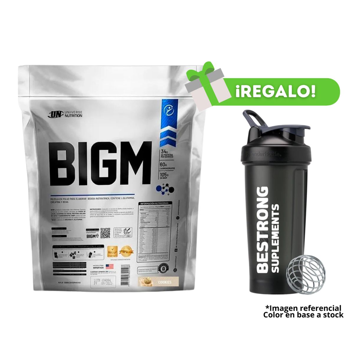 UNIVERSE NUTRITION - PROTEÍNA BIGM 3 KG COOKIES + SHAKER