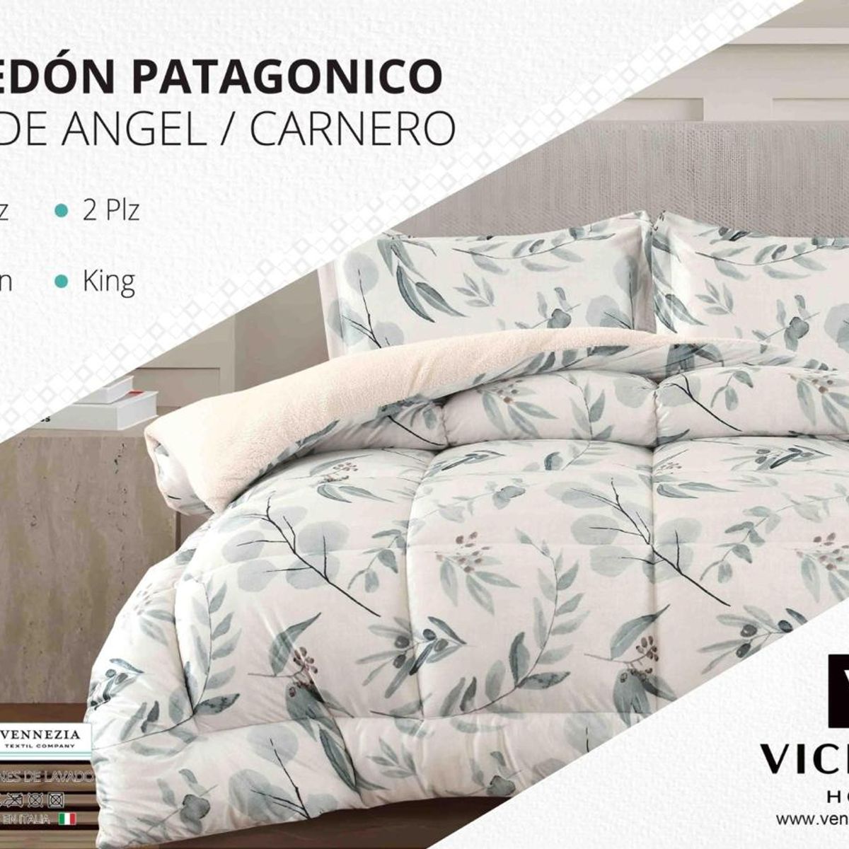 VENEZIA - Set de Edredón 1.5 Pz Patagonico Piel de Angel C/ Carnero
