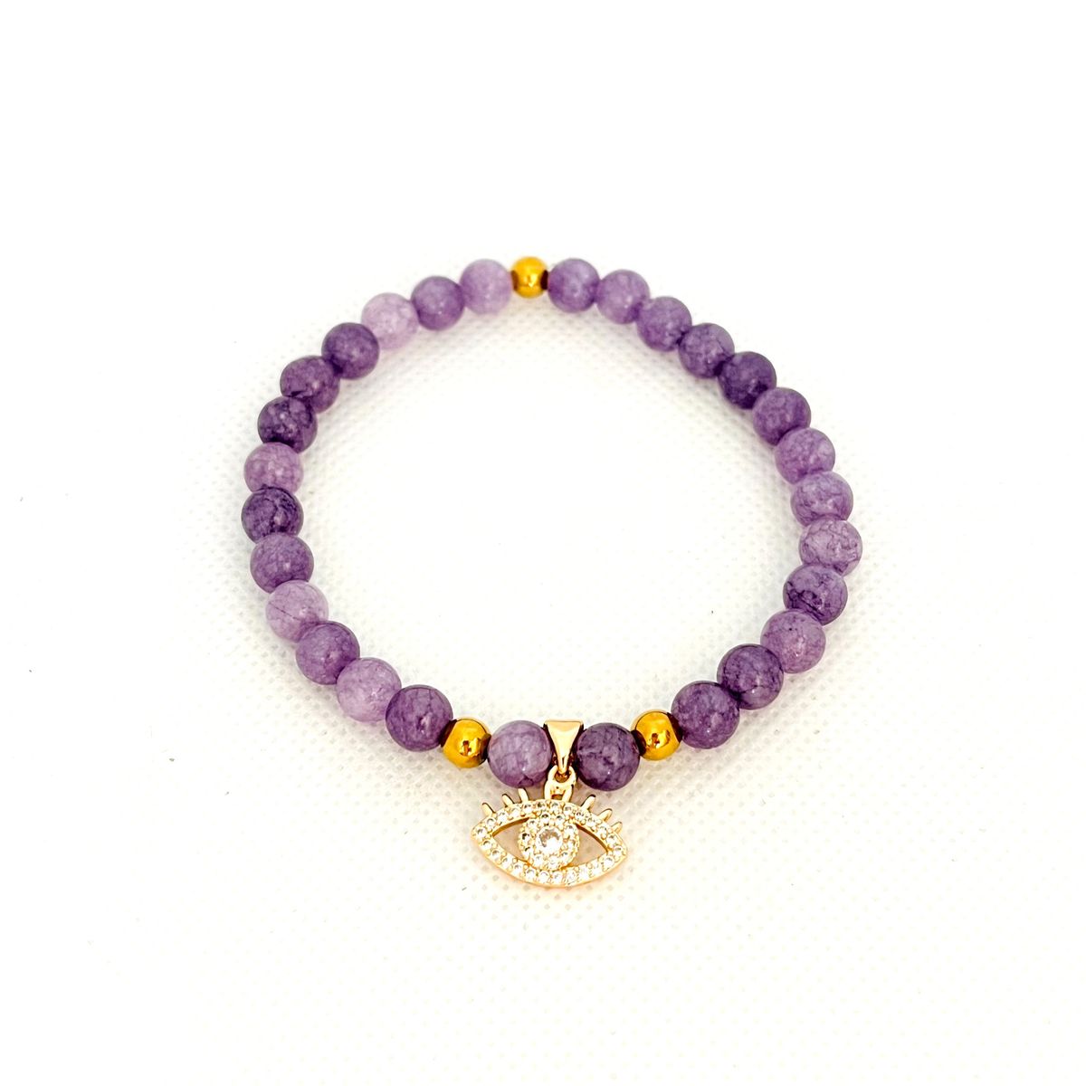 GENERICO - Pulsera hecha a mano con cuarzo aventurina violeta y acero - Kely