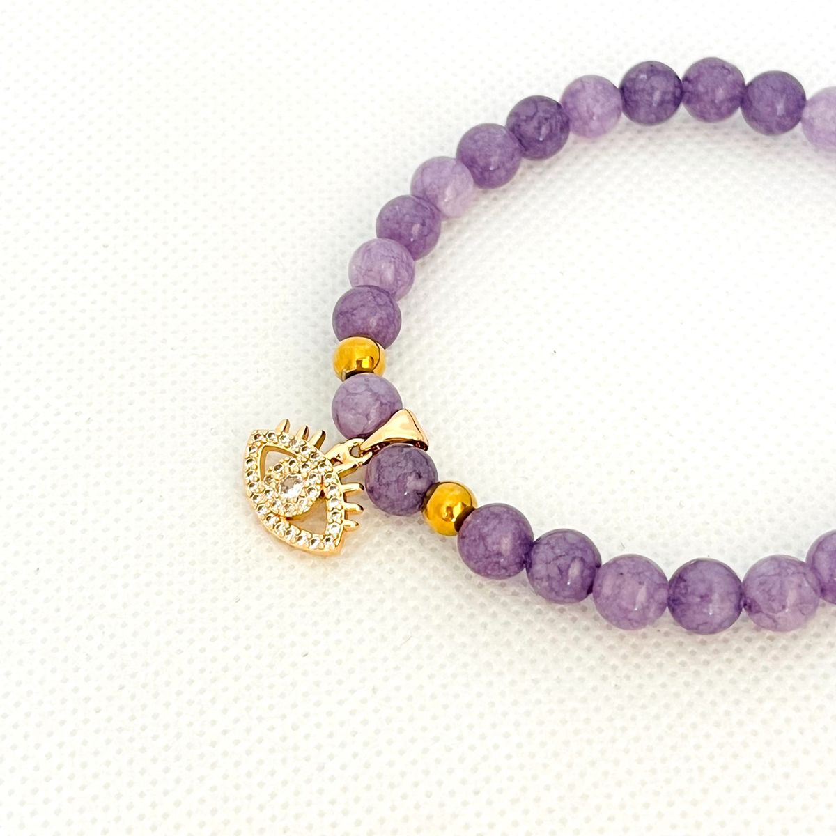 GENERICO - Pulsera hecha a mano con cuarzo aventurina violeta y acero - Kely