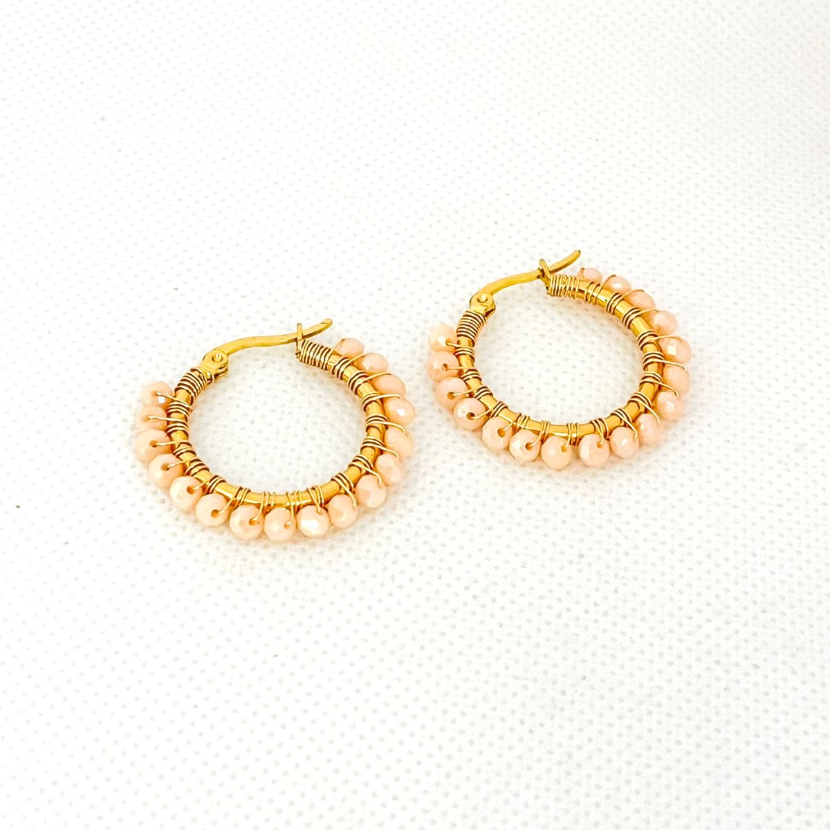 GENERICO - Argollas de acero con muranos 3 cm x 2.5 cm