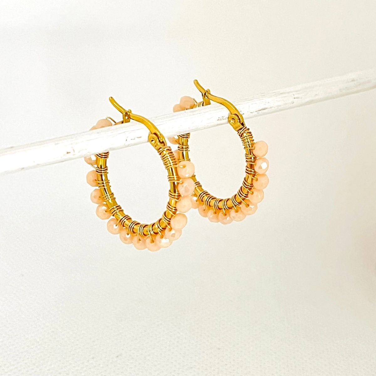 GENERICO - Argollas de acero con muranos 3 cm x 2.5 cm