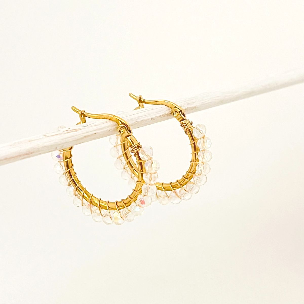 GENERICO - Argollas de acero con muranos 3 cm x 2.5 cm