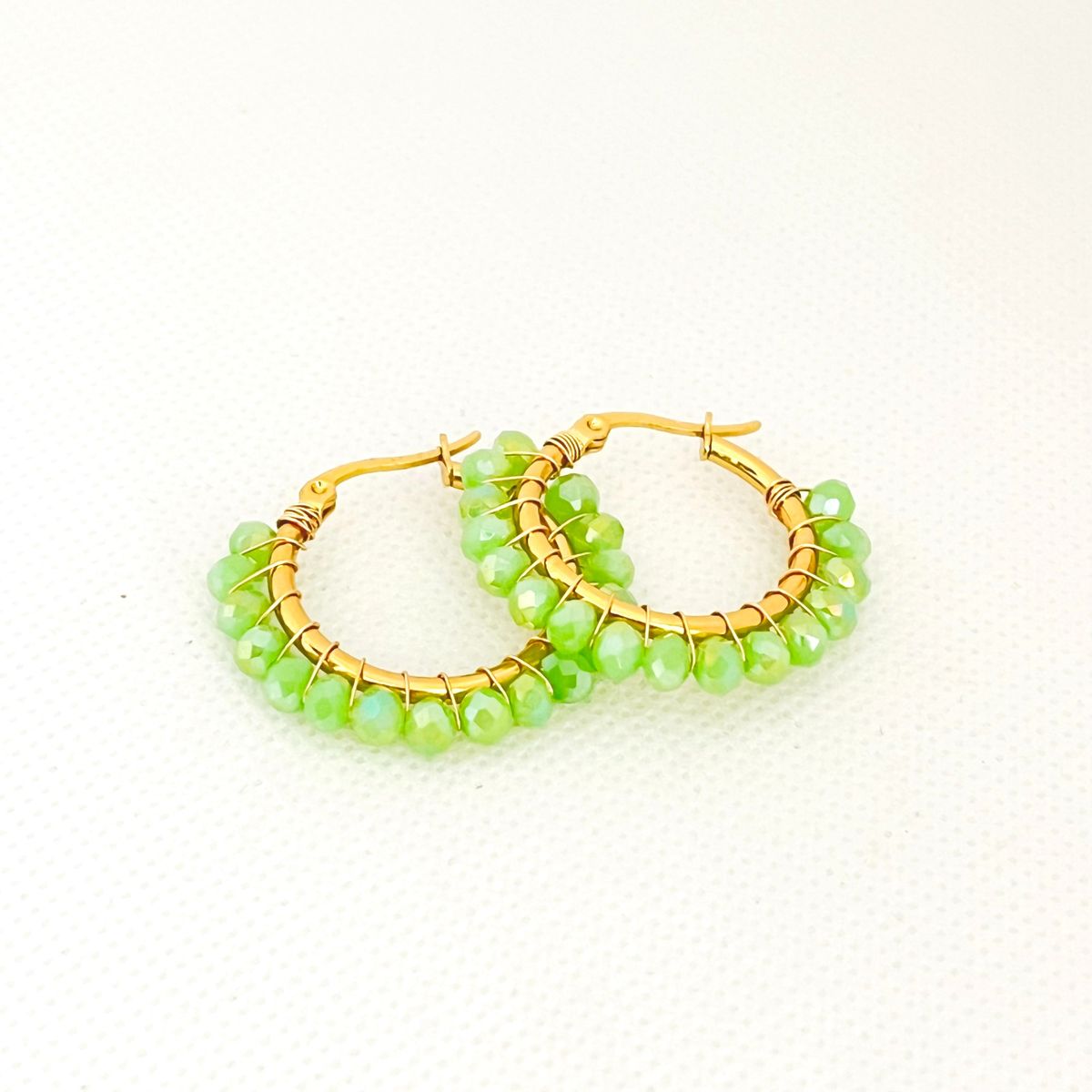 GENERICO - Argollas de acero con muranos 3 cm x 2.5 cm