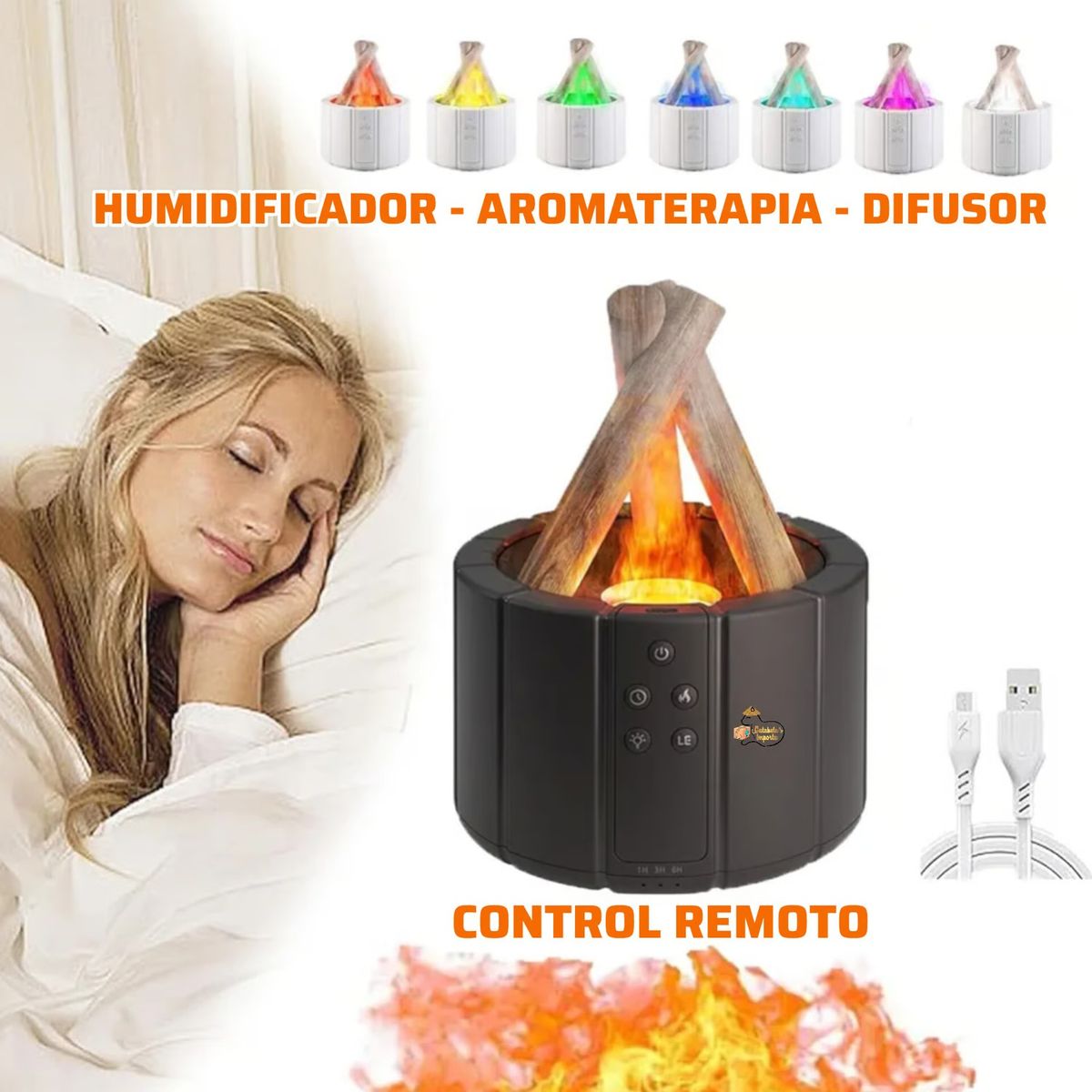 NICE - Humidificador Aromaterapia y Difusor FOGATA Negro