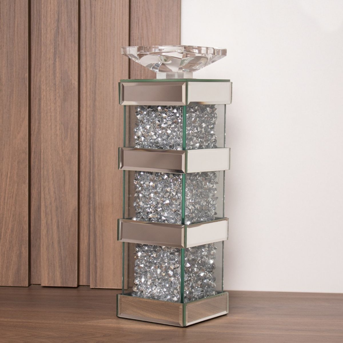 PANADECOR - Candelero Decorativo Panadecor Pequeño Rectangular Con Espejo 32.5Cm