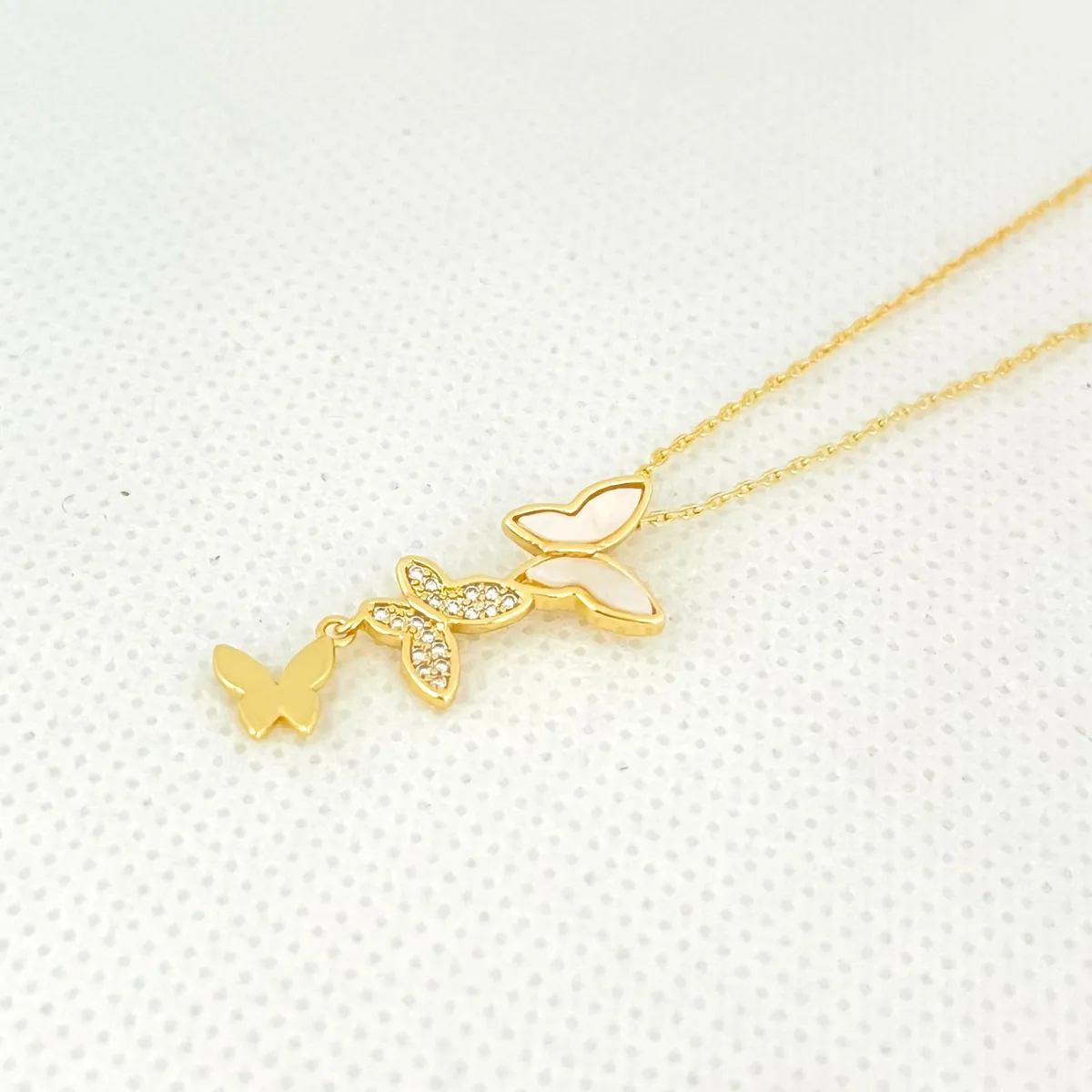 GENERICO - Collar acero dije 3 mariposas