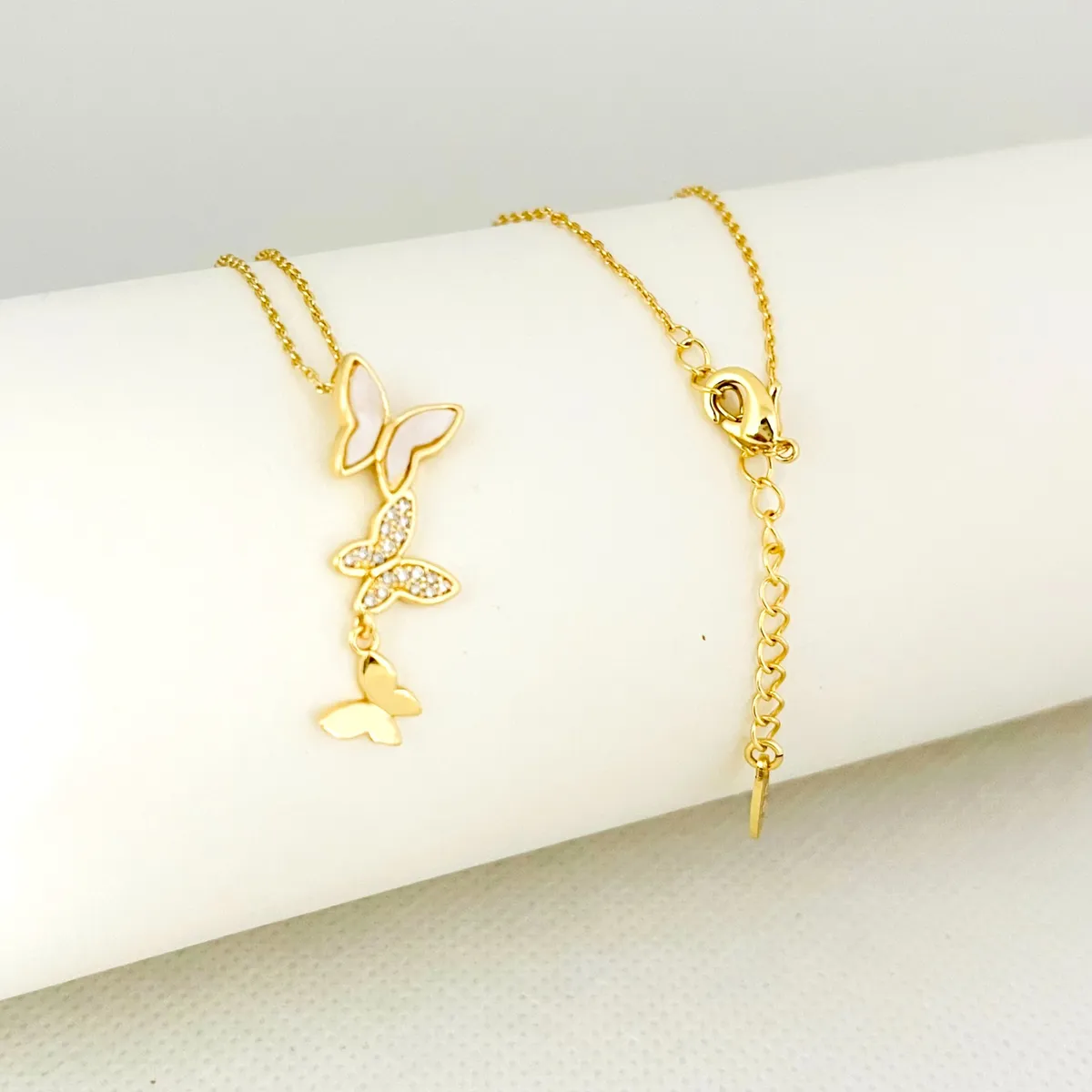 GENERICO - Collar acero dije 3 mariposas